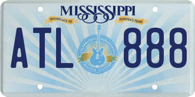 MS license plate ATL888
