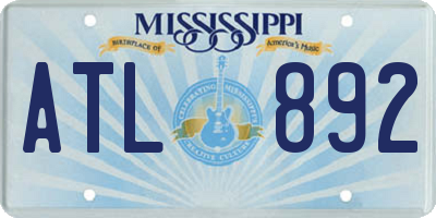 MS license plate ATL892