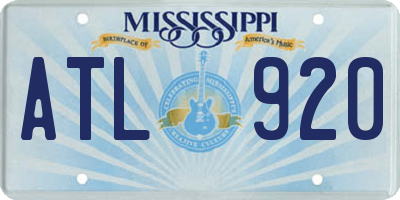 MS license plate ATL920