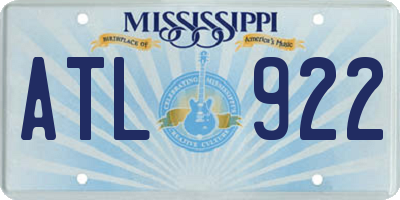 MS license plate ATL922