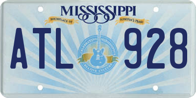 MS license plate ATL928