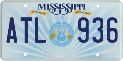 MS license plate ATL936