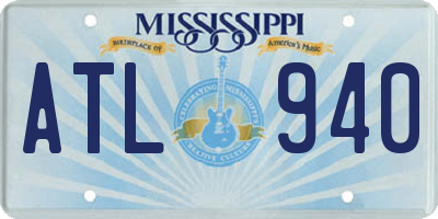 MS license plate ATL940