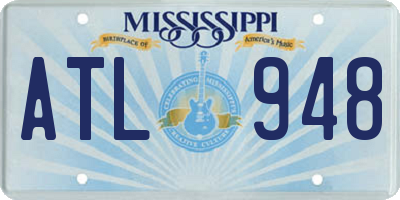 MS license plate ATL948