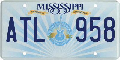 MS license plate ATL958