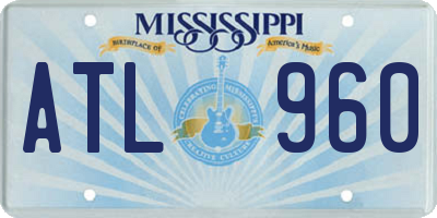MS license plate ATL960