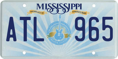 MS license plate ATL965