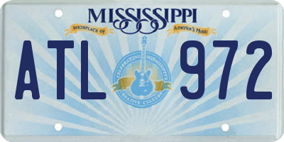 MS license plate ATL972