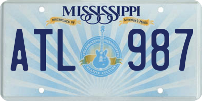 MS license plate ATL987