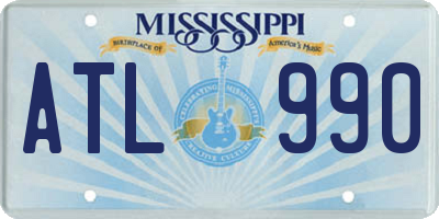 MS license plate ATL990