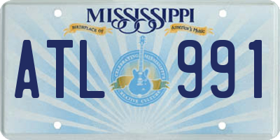 MS license plate ATL991