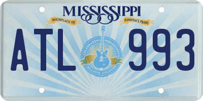 MS license plate ATL993