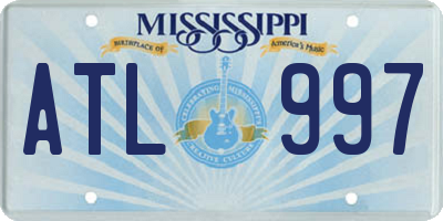 MS license plate ATL997