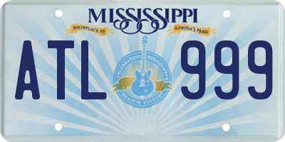 MS license plate ATL999