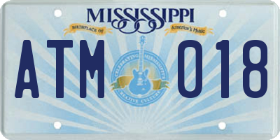 MS license plate ATM018