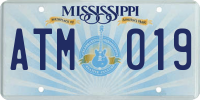 MS license plate ATM019