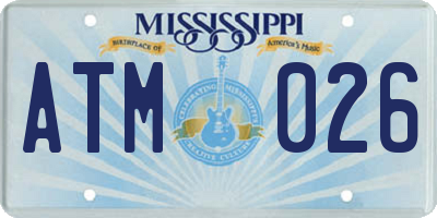MS license plate ATM026