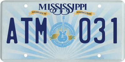 MS license plate ATM031