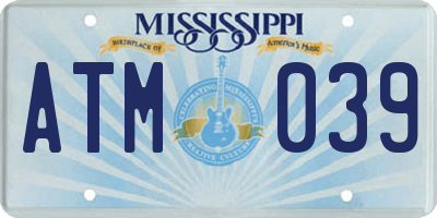 MS license plate ATM039