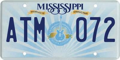 MS license plate ATM072