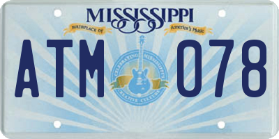 MS license plate ATM078