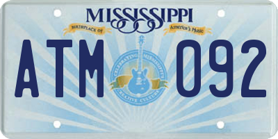 MS license plate ATM092