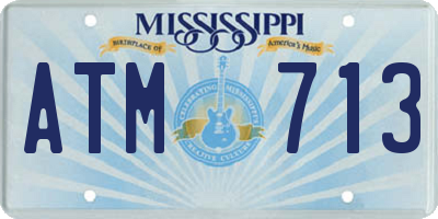 MS license plate ATM713