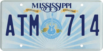 MS license plate ATM714