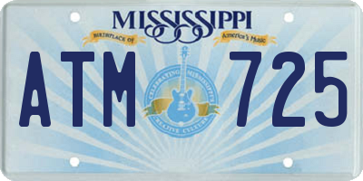 MS license plate ATM725