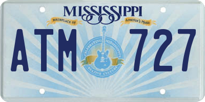 MS license plate ATM727