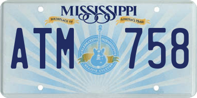 MS license plate ATM758