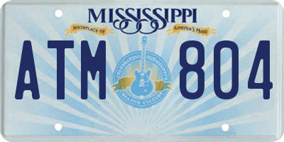 MS license plate ATM804