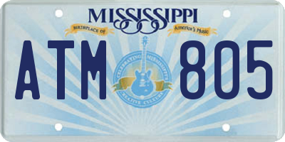 MS license plate ATM805