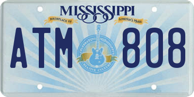 MS license plate ATM808