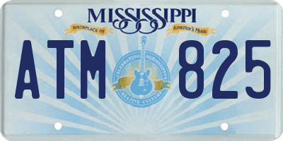 MS license plate ATM825