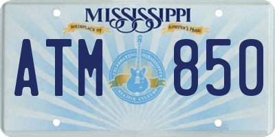 MS license plate ATM850