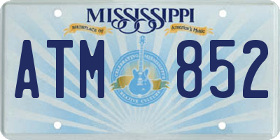 MS license plate ATM852