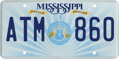 MS license plate ATM860