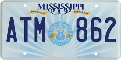 MS license plate ATM862