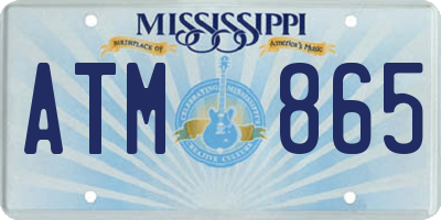 MS license plate ATM865