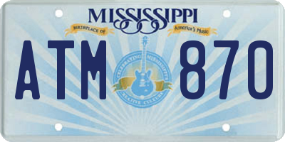 MS license plate ATM870