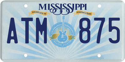 MS license plate ATM875