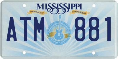 MS license plate ATM881