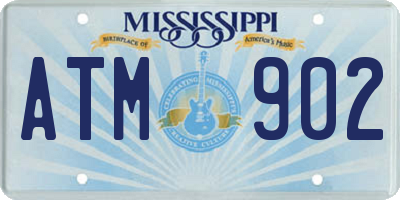 MS license plate ATM902
