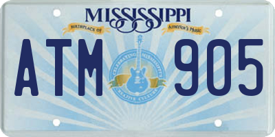 MS license plate ATM905
