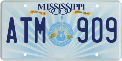 MS license plate ATM909