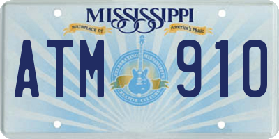 MS license plate ATM910
