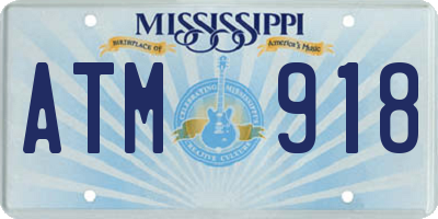 MS license plate ATM918