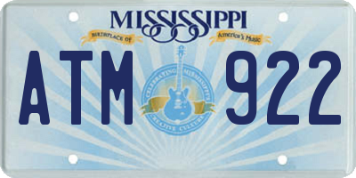 MS license plate ATM922