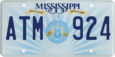 MS license plate ATM924